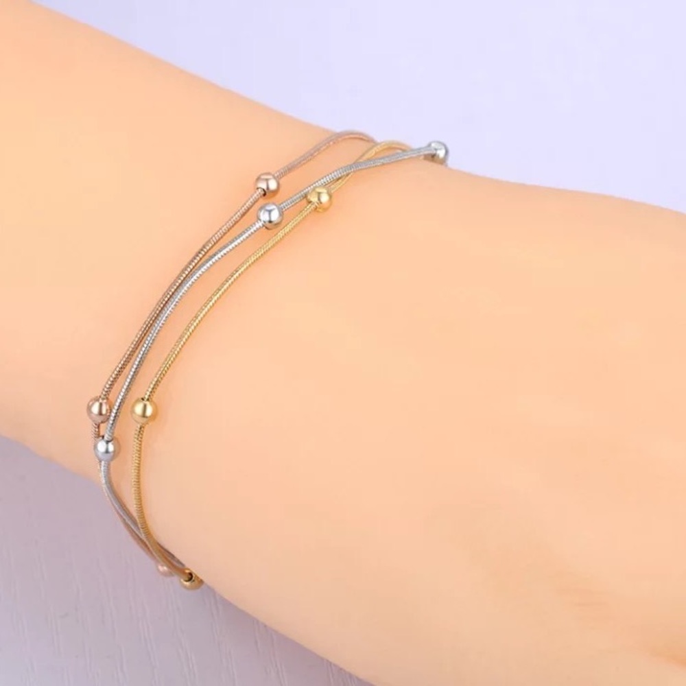 Stainless Steel 3 Layer Beaded Bohemia Bracelet - Picture 2 of 5